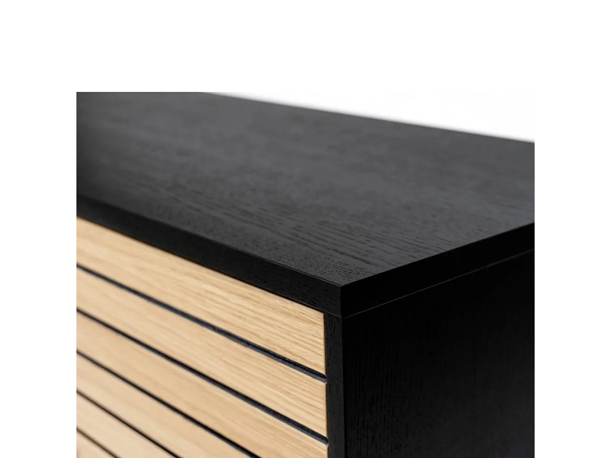 Meuble TV Design "Stripe" 150cm Chêne & Noir