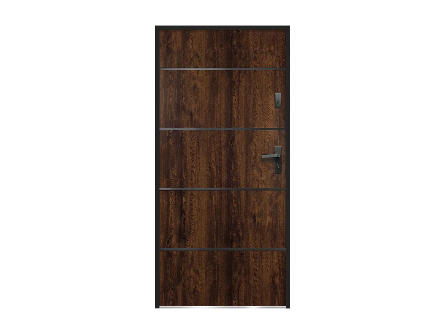 Porte d'entrée en acier pleine et inox H207 x L100 cm naturel foncé - poussant gauche - NAXARA