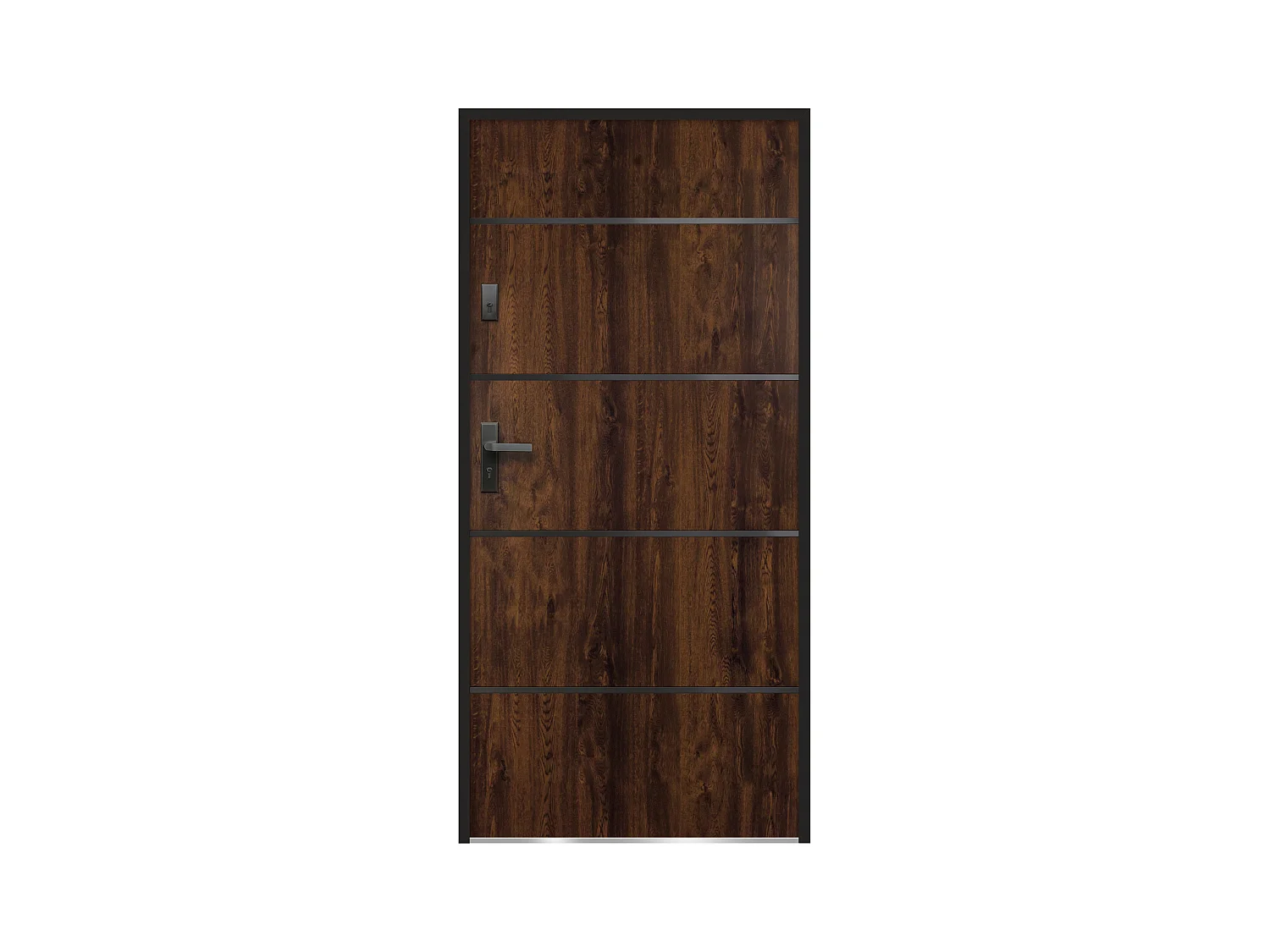 Eingangstür mit Türanschlag rechts - 207 x 100 cm - Stahl & Edelstahl - Holzfarben dunkel - NAXARA