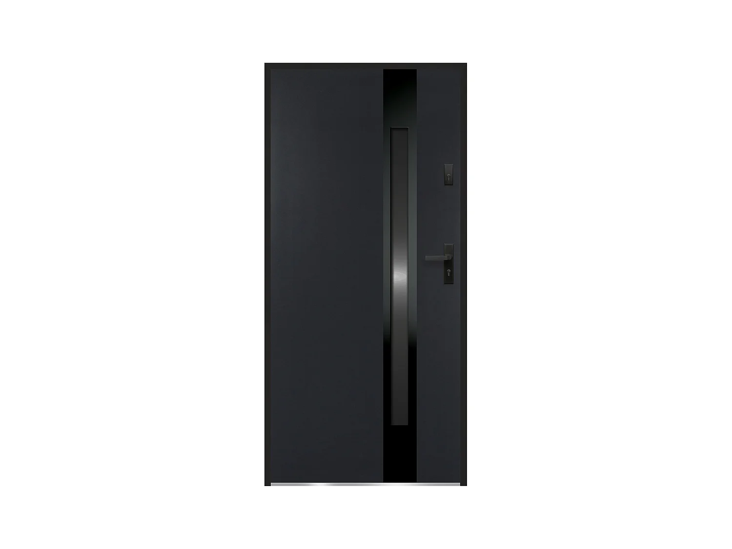 Porta d'ingresso H207 x L100 cm vetro fumé Nero e Antracite apertura verso sinistra in Acciaio massiccio e Inox  - BRAGA