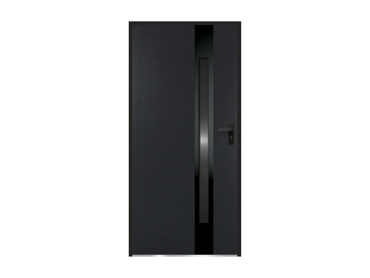 Porte d'entrée en acier pleine et inox H207 x L100 cm - verre fumé - anthracite et noir - épaisseur 55 mm - poussant gauche - BRAGA