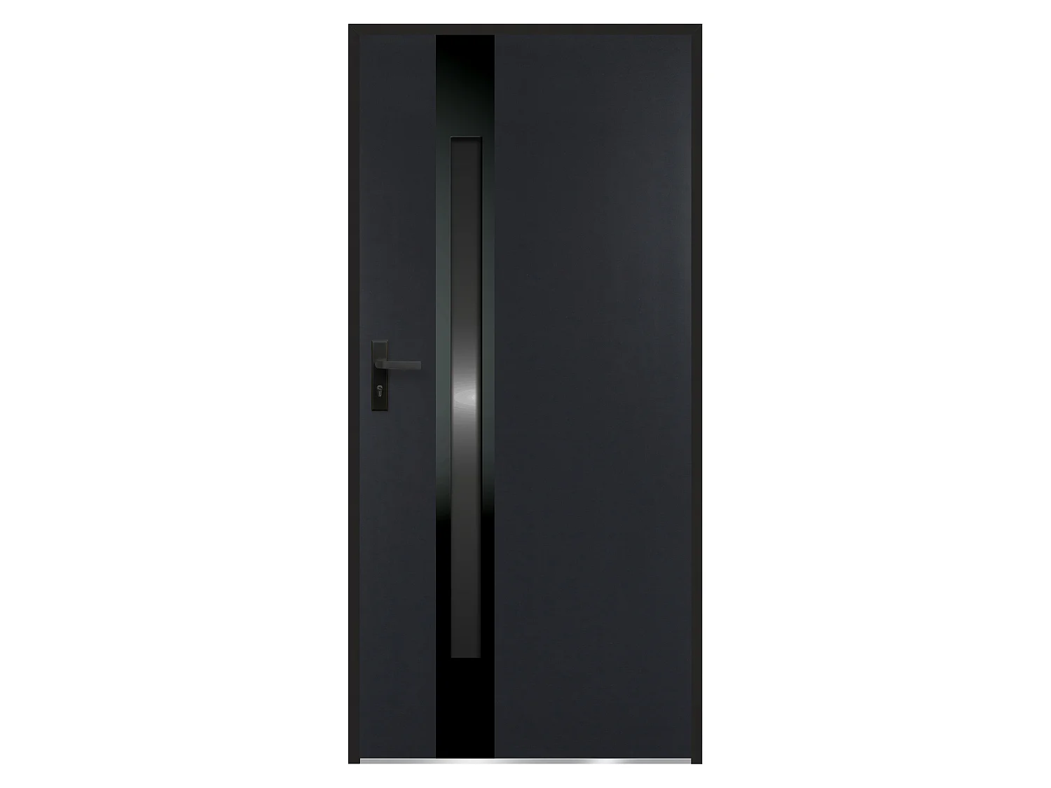 Porte d'entrée en acier pleine et inox H207 x L100 cm - verre fumé - anthracite et noir - épaisseur 55 mm - poussant droit - BRAGA