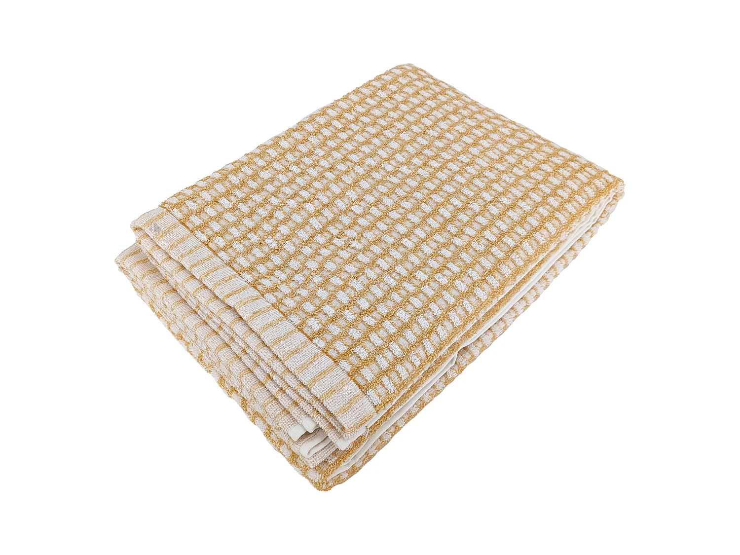 Drap de bain 100x150 cm pur coton motifs quadrillés collection GLOW jaune