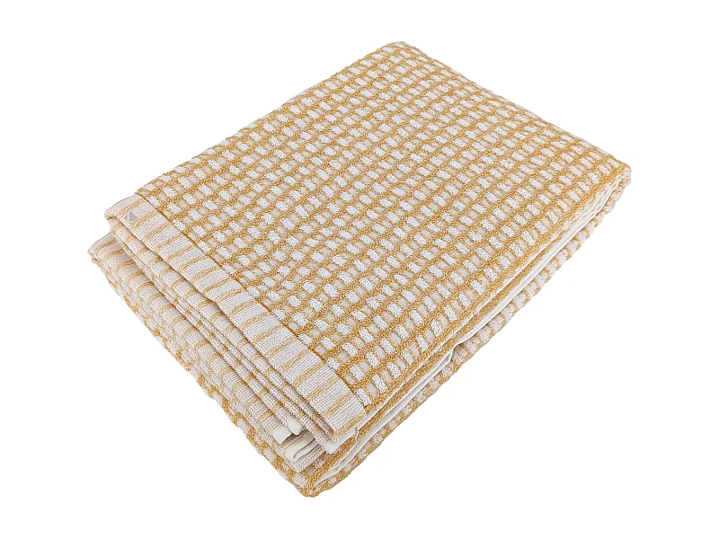 Drap de bain 100x150 cm pur coton motifs quadrillés collection GLOW jaune
