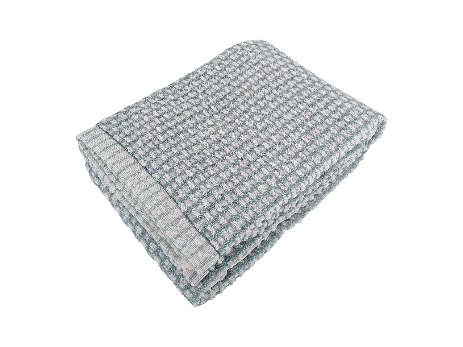 Drap de bain 100x150 cm pur coton motifs quadrillés collection GLOW vert