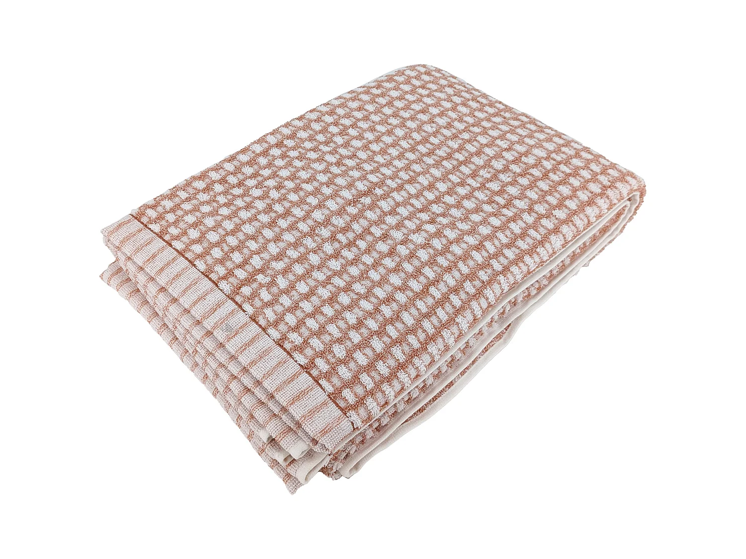Drap de bain 100x150 cm pur coton motifs quadrillés collection GLOW marron