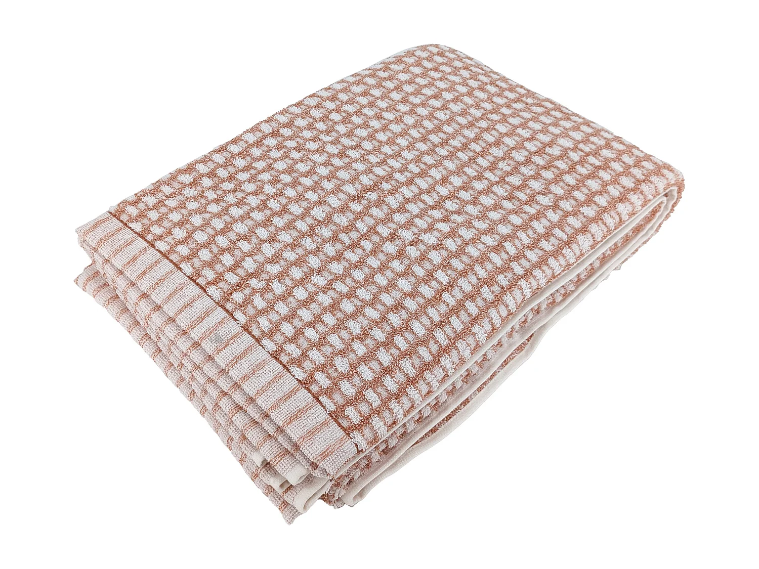 Drap de bain 100x150 cm pur coton motifs quadrillés collection GLOW marron