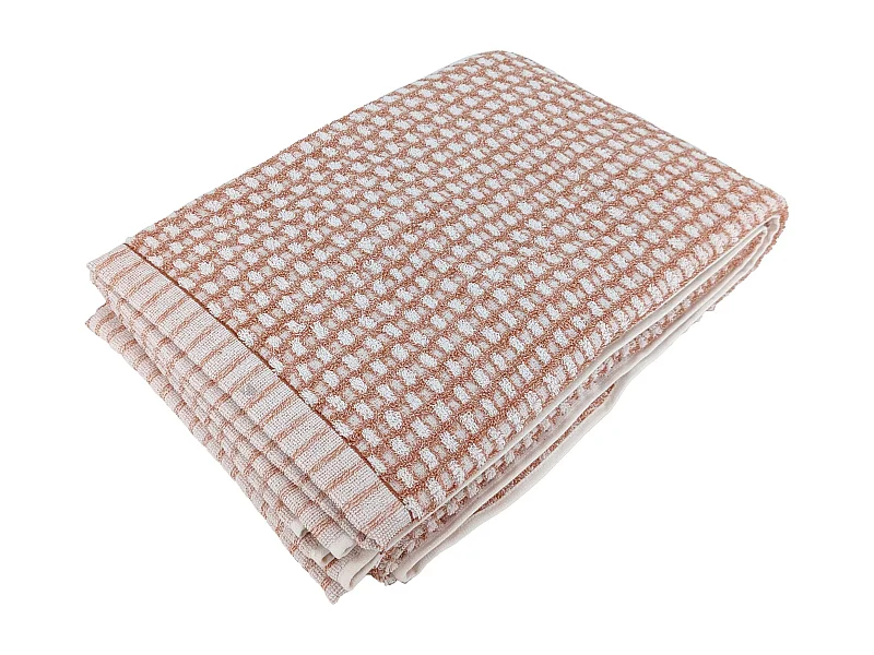 Drap de bain 100x150 cm pur coton motifs quadrillés collection GLOW marron