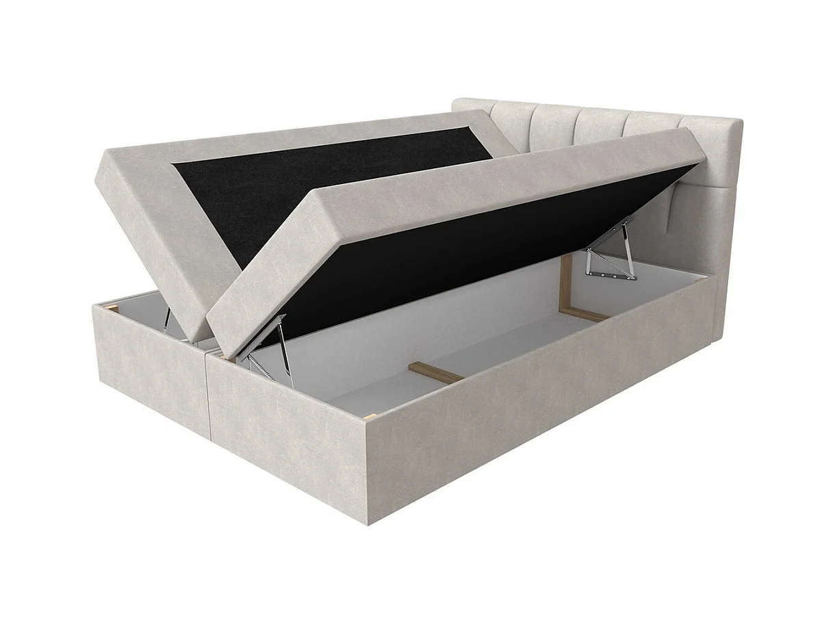 Lit continental Baltimore 128, Continental, Double, Brun clair, 140x200, Tapisserie,