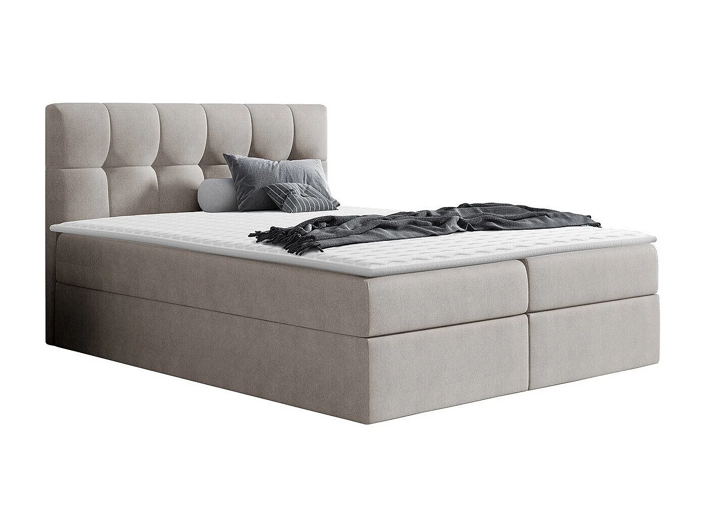 Cama continental Baltimore 128, Doble, Continental, De color marrón claro, 180x200, Tapiz