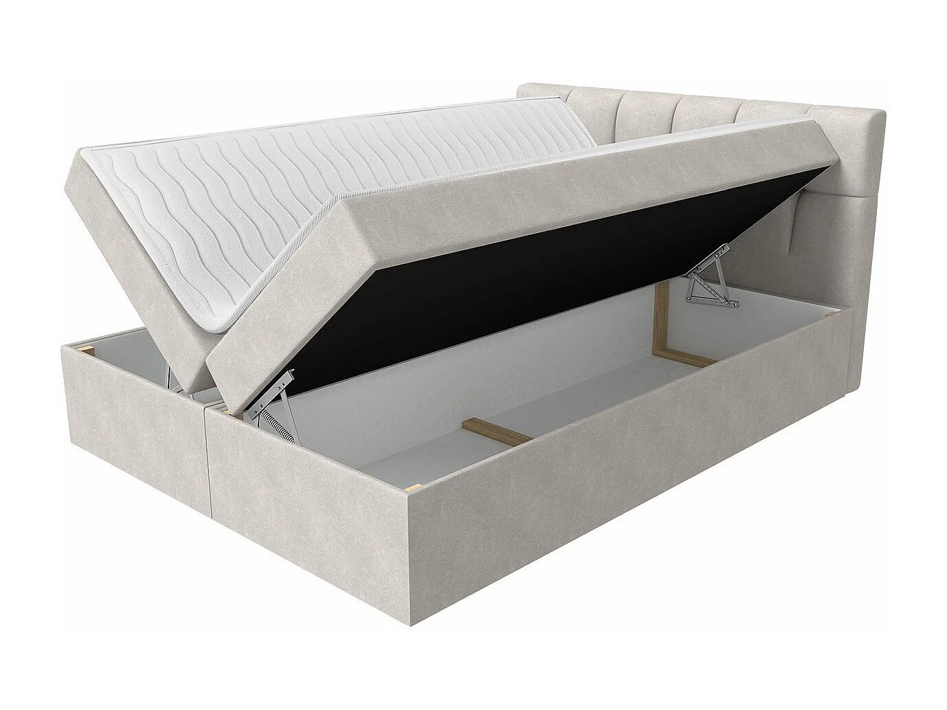 Cama continental Baltimore 128, Doble, Continental, De color marrón claro, 160x200, Tapiz