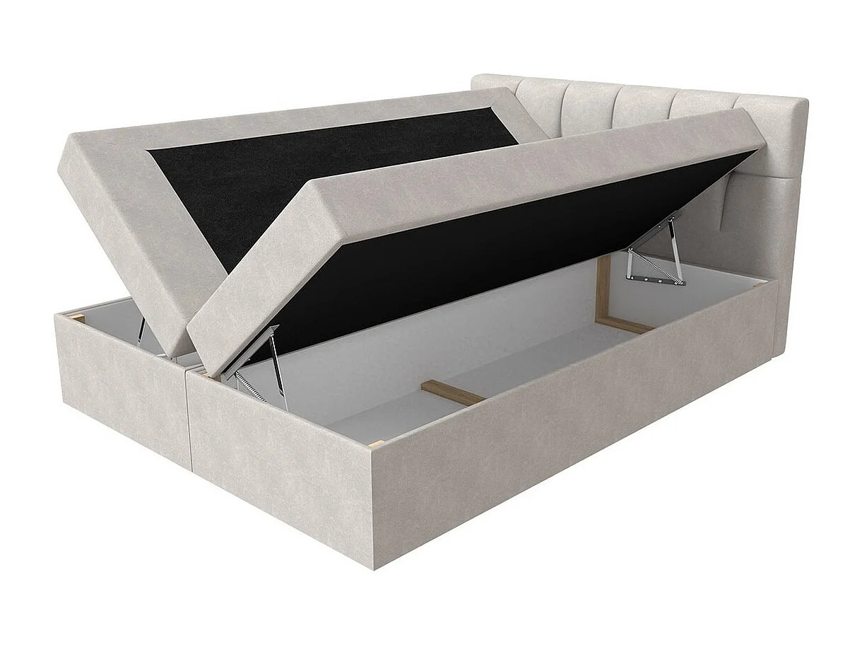 Cama continental Baltimore 128, Doble, Continental, De color marrón claro, 200x200, Tapiz