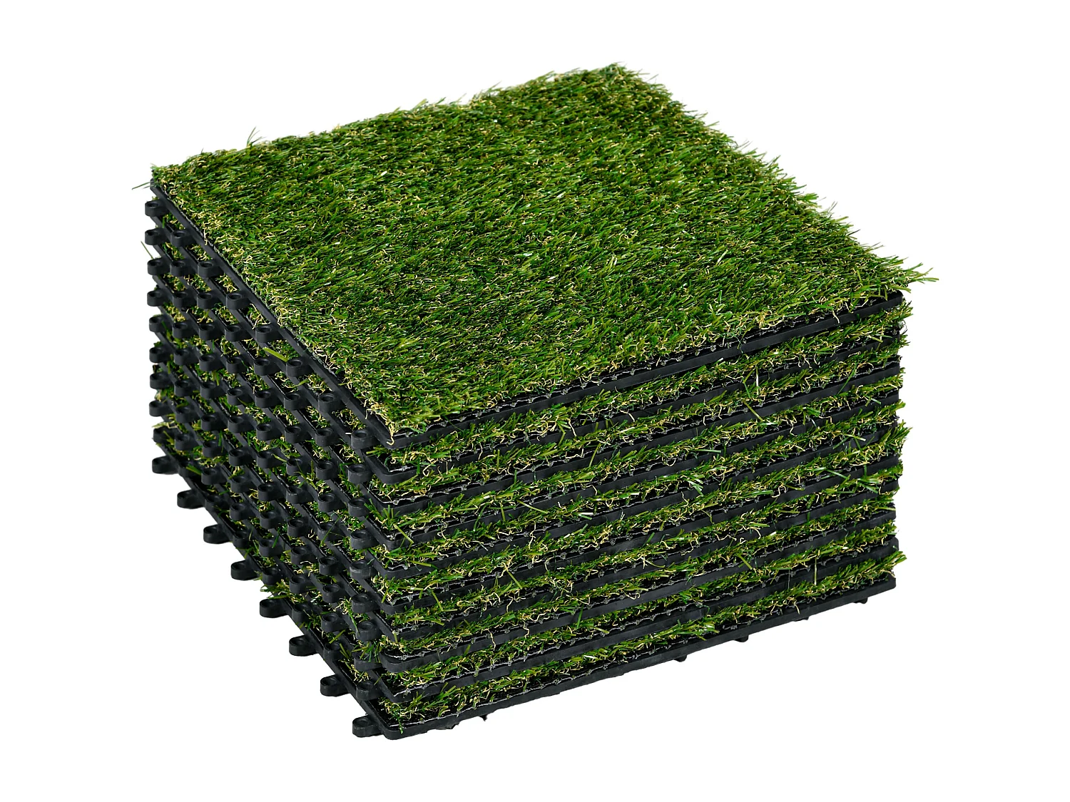 Gazon synthétique artificiel set de 10 dalles carreaux 30 x 30 cm épaisseur confort 3 cm à emboîter vert