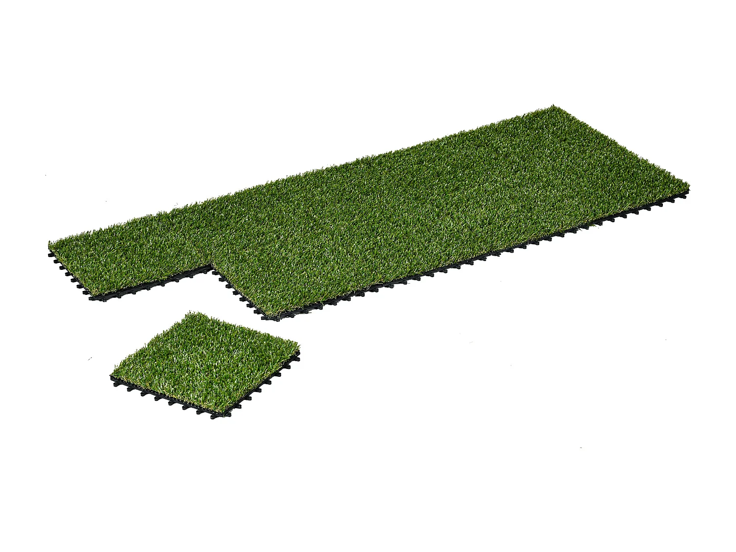 Gazon synthétique artificiel set de 10 dalles carreaux 30 x 30 cm épaisseur confort 3 cm à emboîter vert