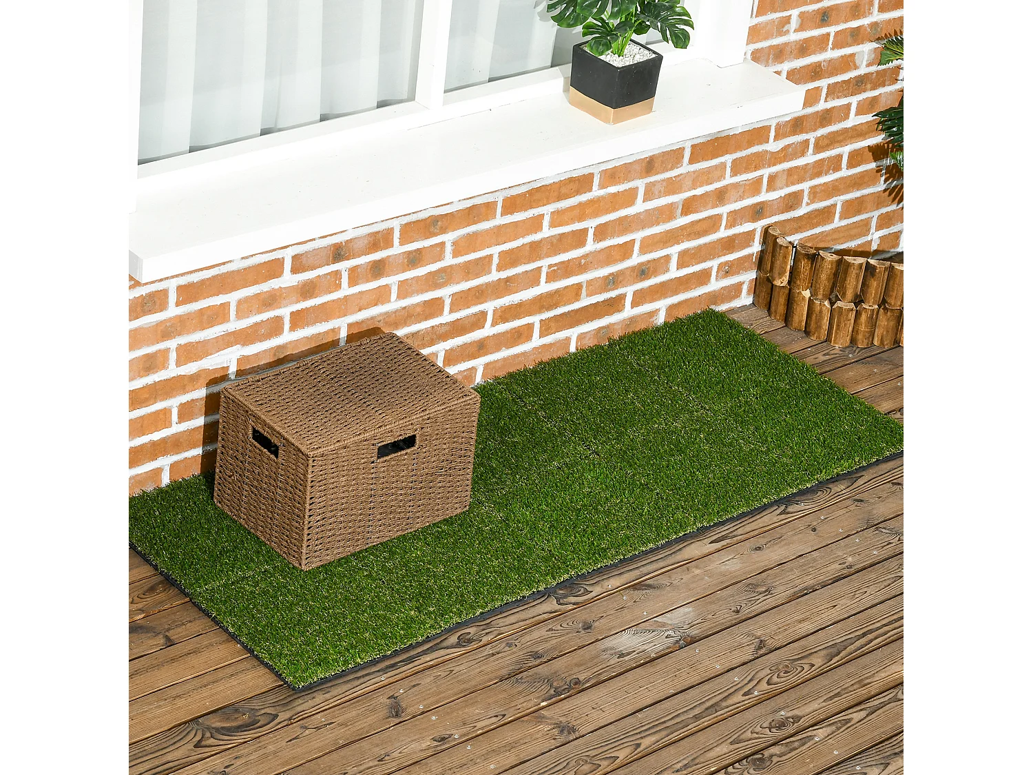 Gazon synthétique artificiel set de 10 dalles carreaux 30 x 30 cm épaisseur confort 3 cm à emboîter vert