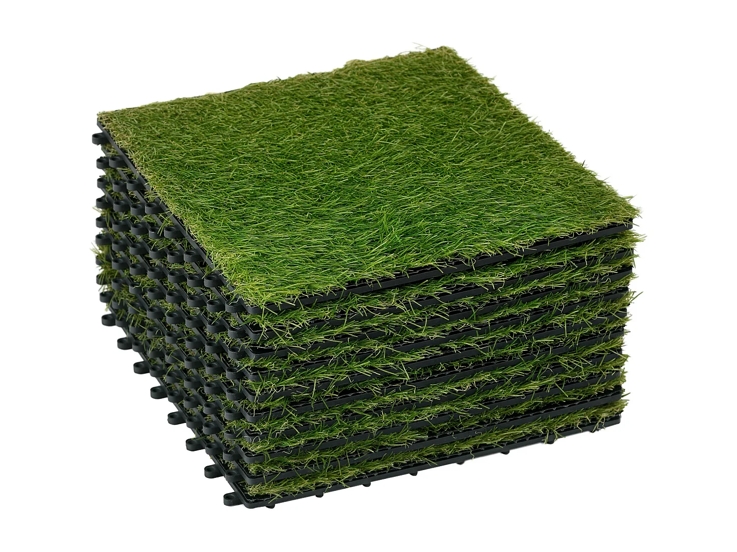 Gazon synthétique artificiel set de 10 dalles carreaux 30 x 30 cm épaisseur confort 3,5 cm à emboîter vert