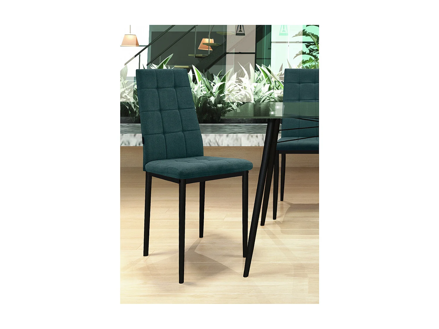 Becca | Lot de 2 chaises en tissu vert foncé