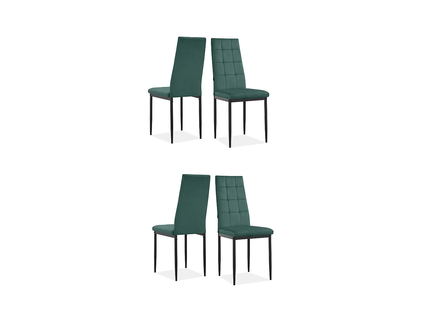 Becca | Lot de 4 chaises en velours vert foncé