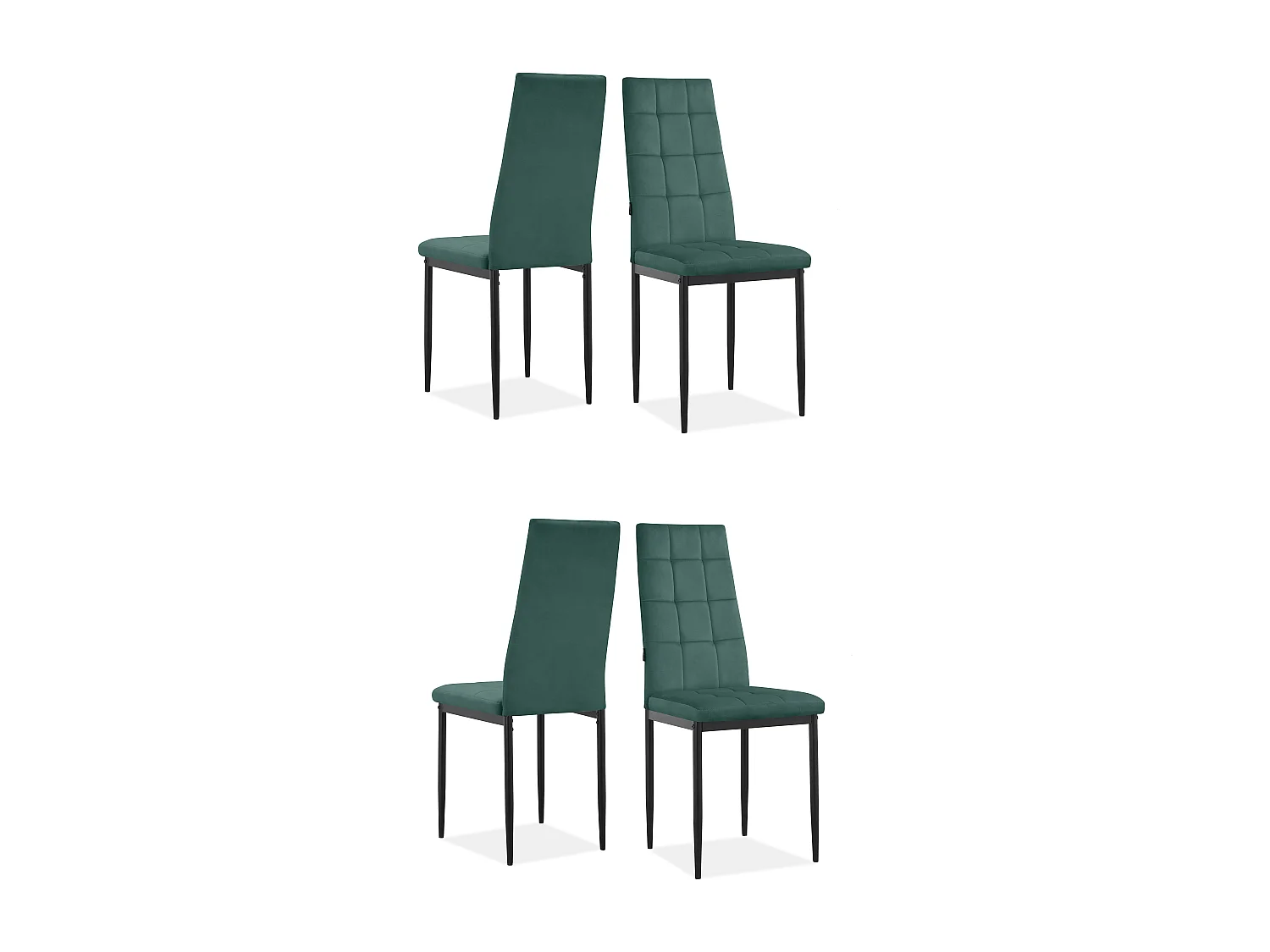 Becca | Lot de 4 chaises en velours vert foncé