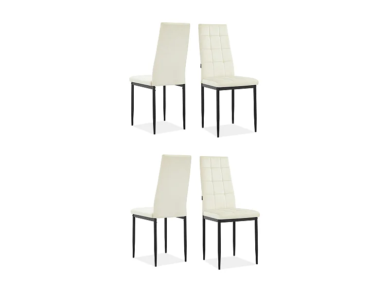 Becca | Pack de 4 Sillas de Comedor de Terciopelo Crema