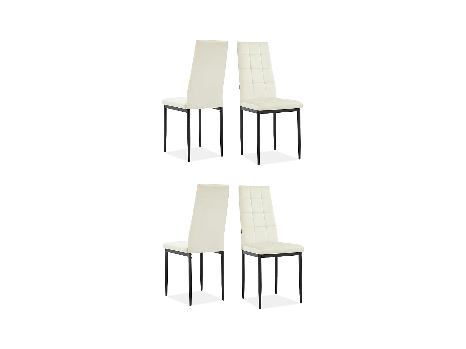 Becca | Lot de 4 chaises en velours crème