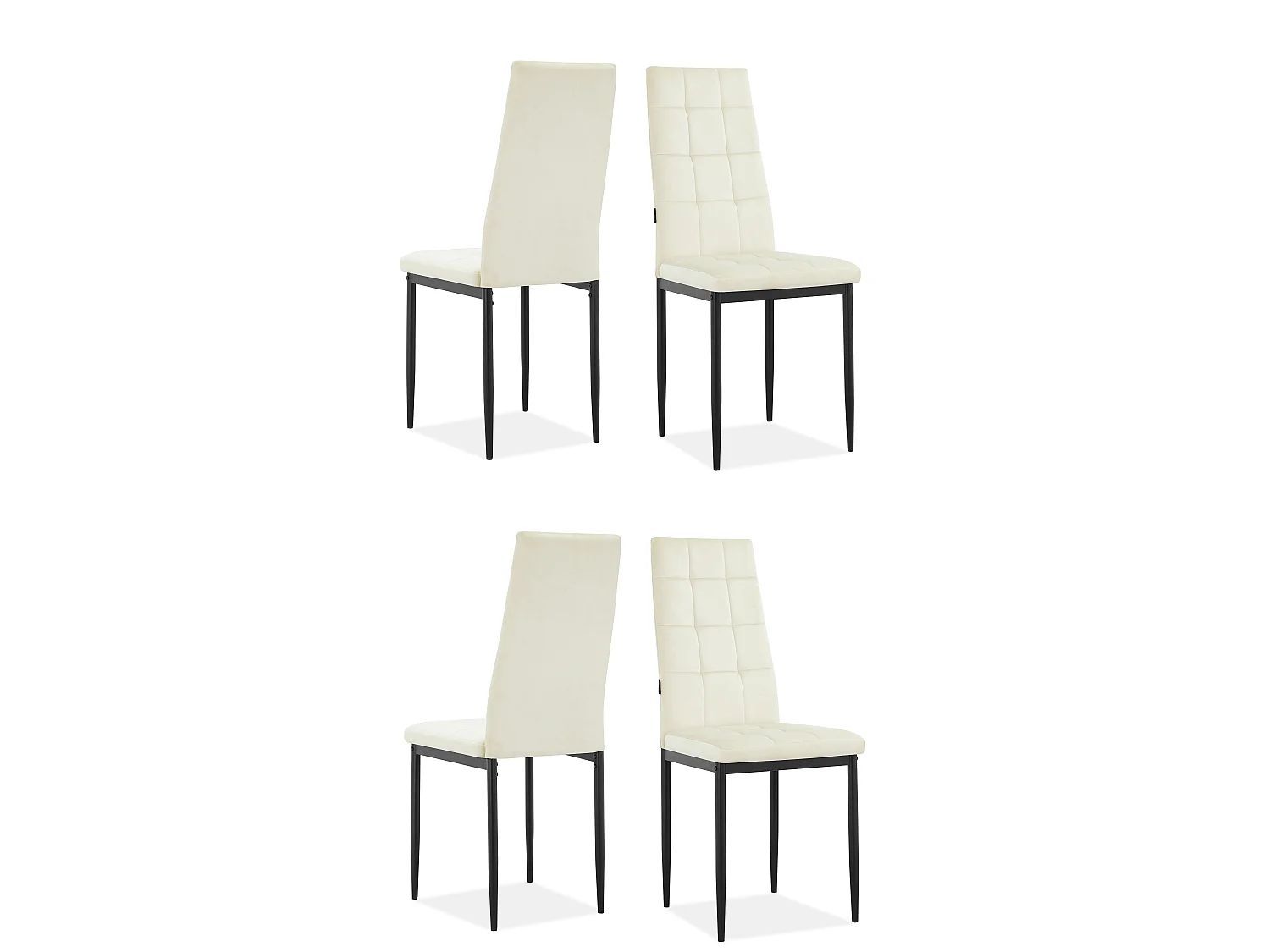 Becca | Eetkamerstoel in fluweel crème 4 Pack