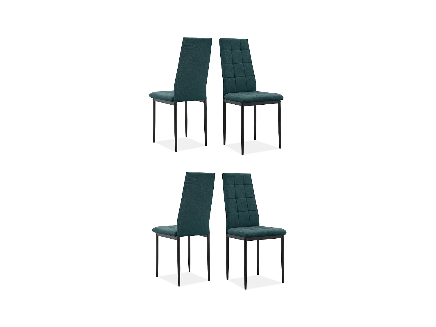 Becca | Lot de 4 chaises en tissu vert foncé