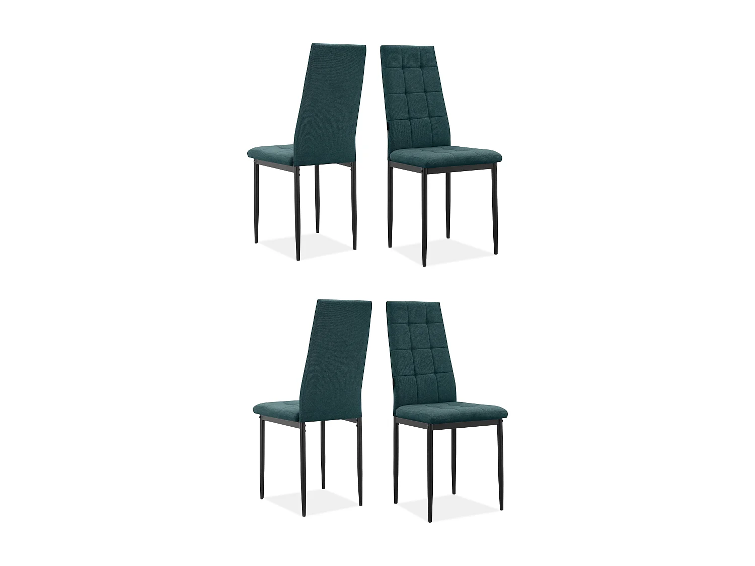Becca | Lot de 4 chaises en tissu vert foncé