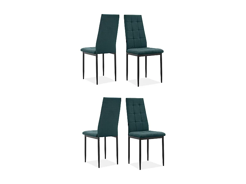 Becca | Lot de 4 chaises en tissu vert foncé