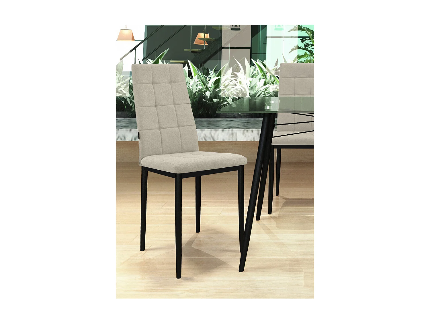 Becca | Lot de 2 chaises en tissu crème