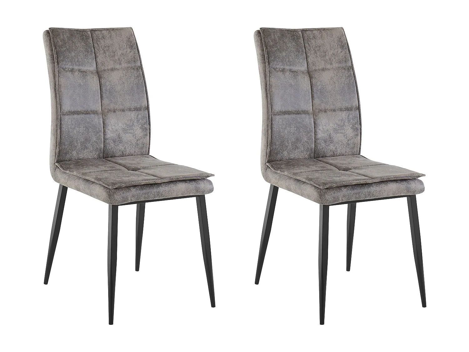 Lima | Stoel in grijs microvezel / metaal, 2-pak