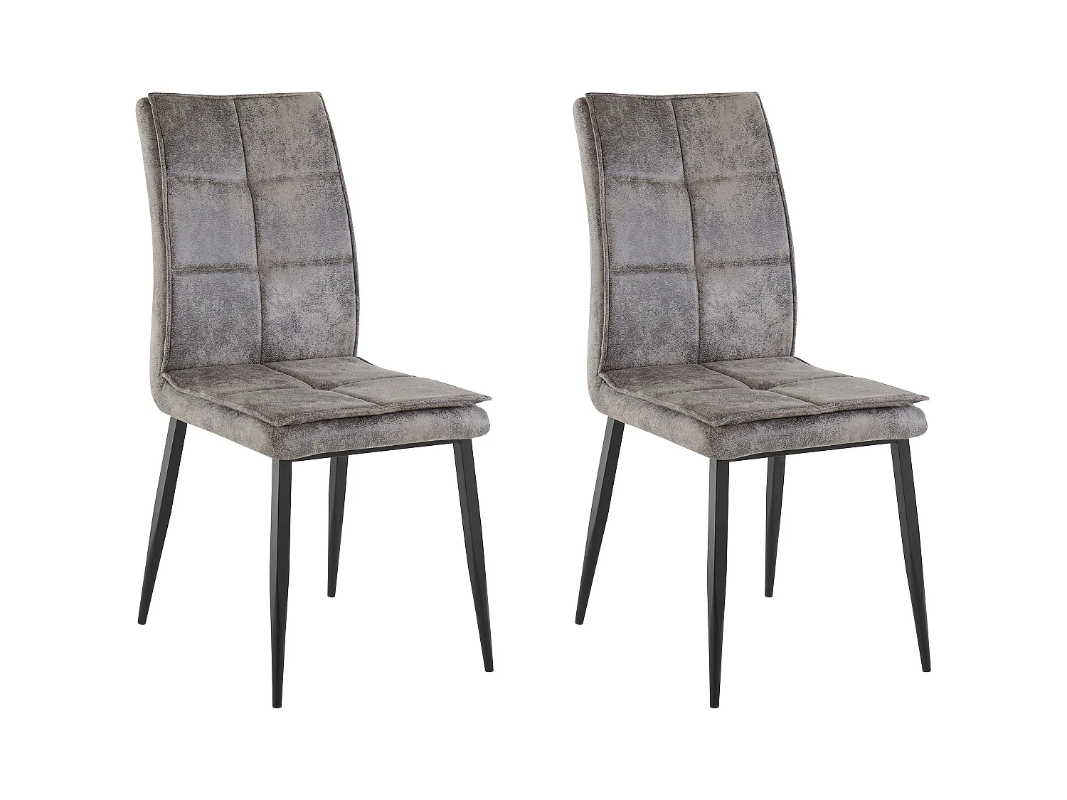 Lima | Chaise en microfibre grise / métal, 2 pièces