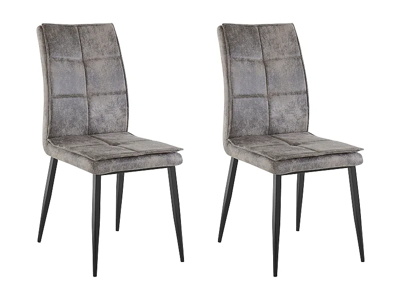 Lima | Chaise en microfibre grise / métal, 2 pièces