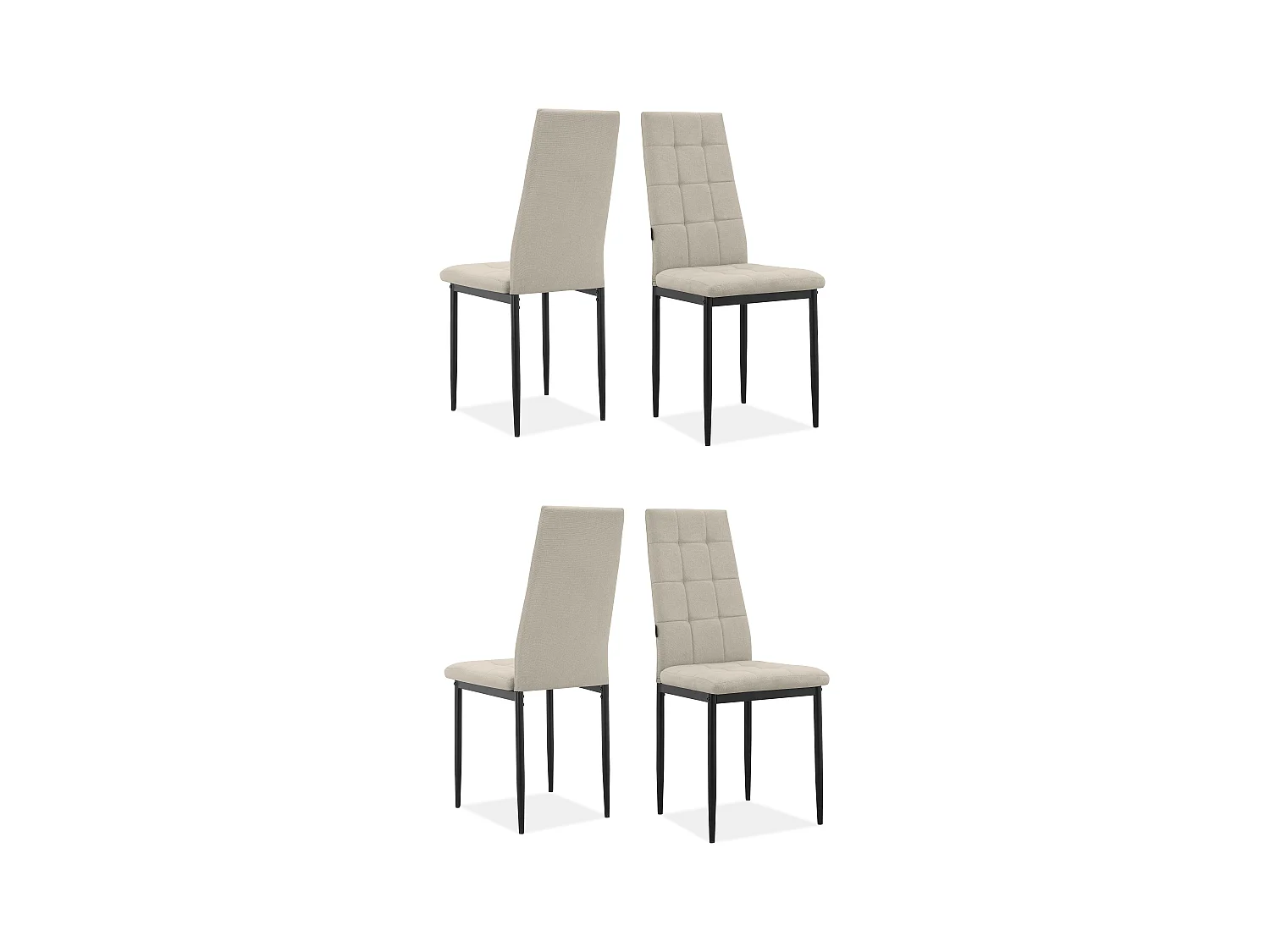 Becca | Lot de 4 chaises en tissu crème
