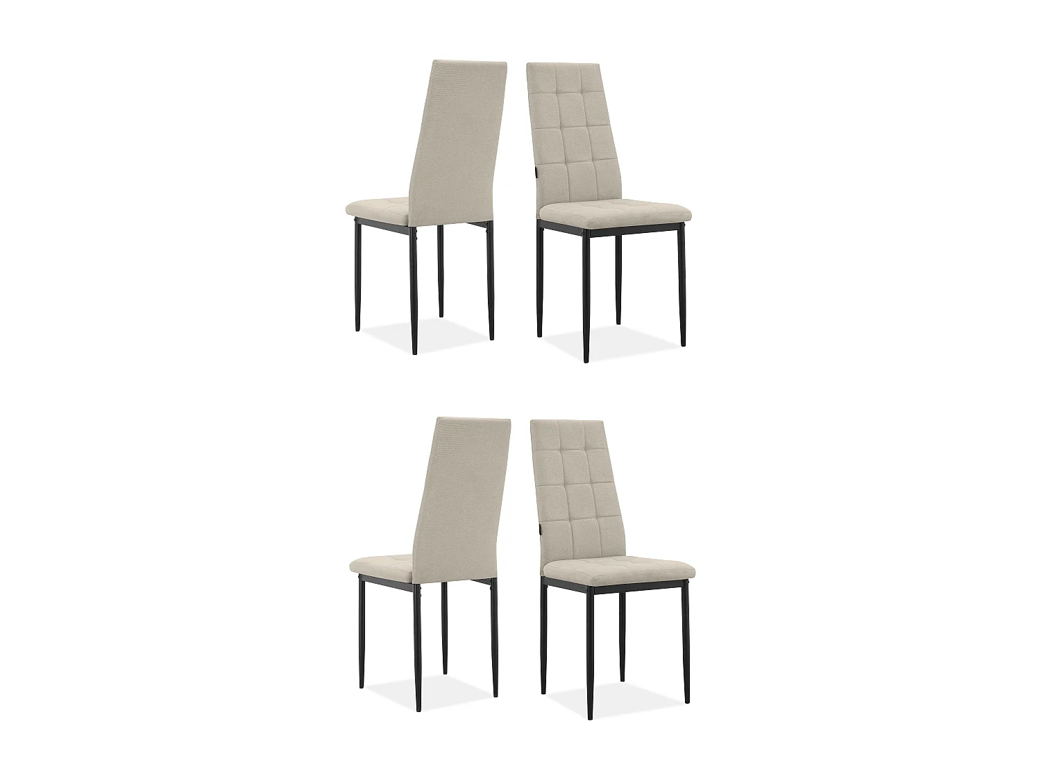 Becca | Lot de 4 chaises en tissu crème