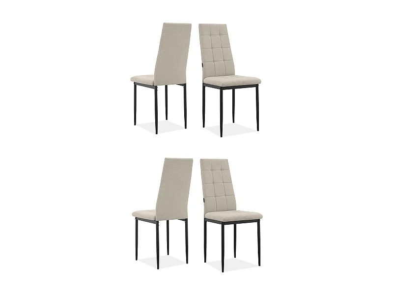Becca | Lot de 4 chaises en tissu crème