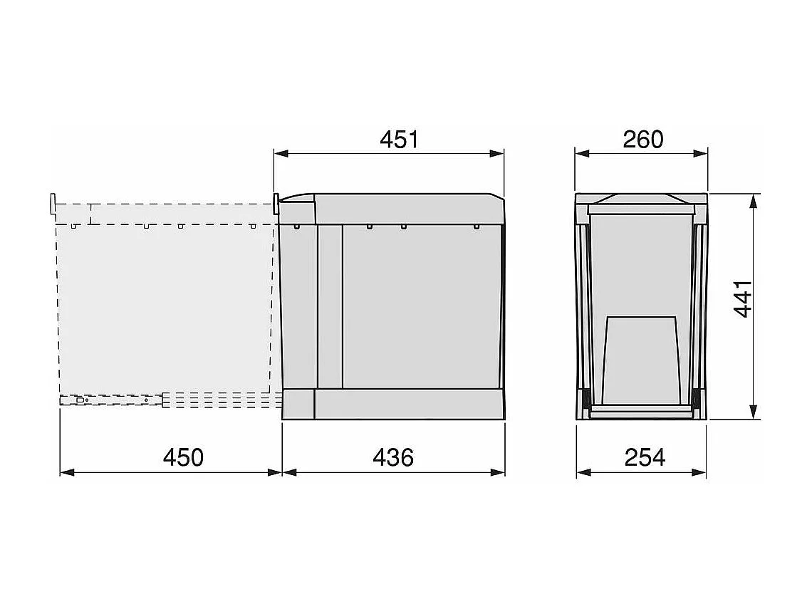 Poubelle fixation inférieure et extraction automatique 30 L