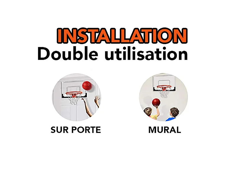 Mini panier de basket avec accroches de porte