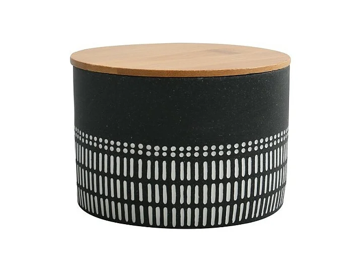 Boite à  cotons Polyrésine & Bambou YUMA Gris foncé Spirella