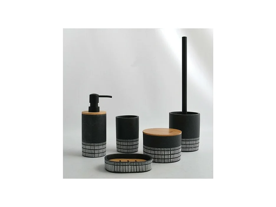 Boite à  cotons Polyrésine & Bambou YUMA Gris foncé Spirella