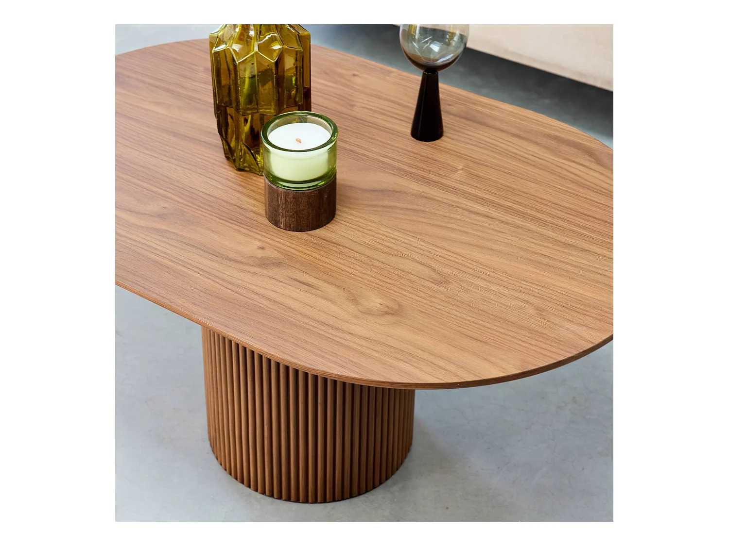 Mesa de centro con efecto de madera nogal