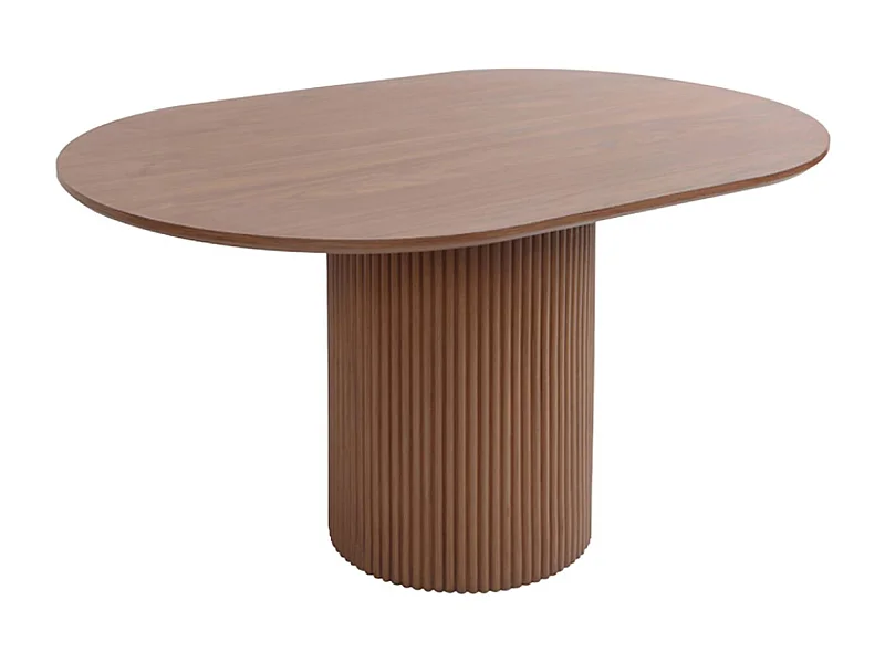 Tavolino oblungo con effetto legno intagliato, noce