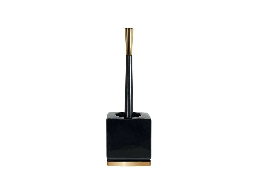 Brosse Wc avec support Céramique ROMA Noir & Or Spirella