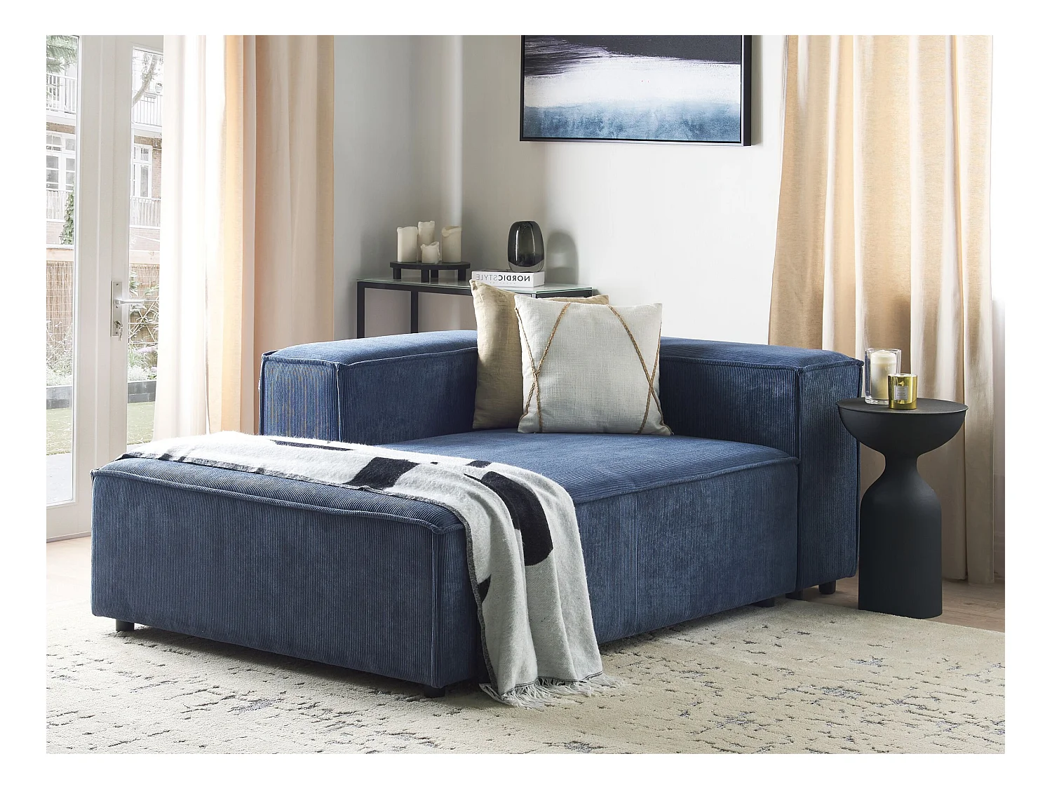 Chaise longue APRICA Velours côtelé Bleu foncé