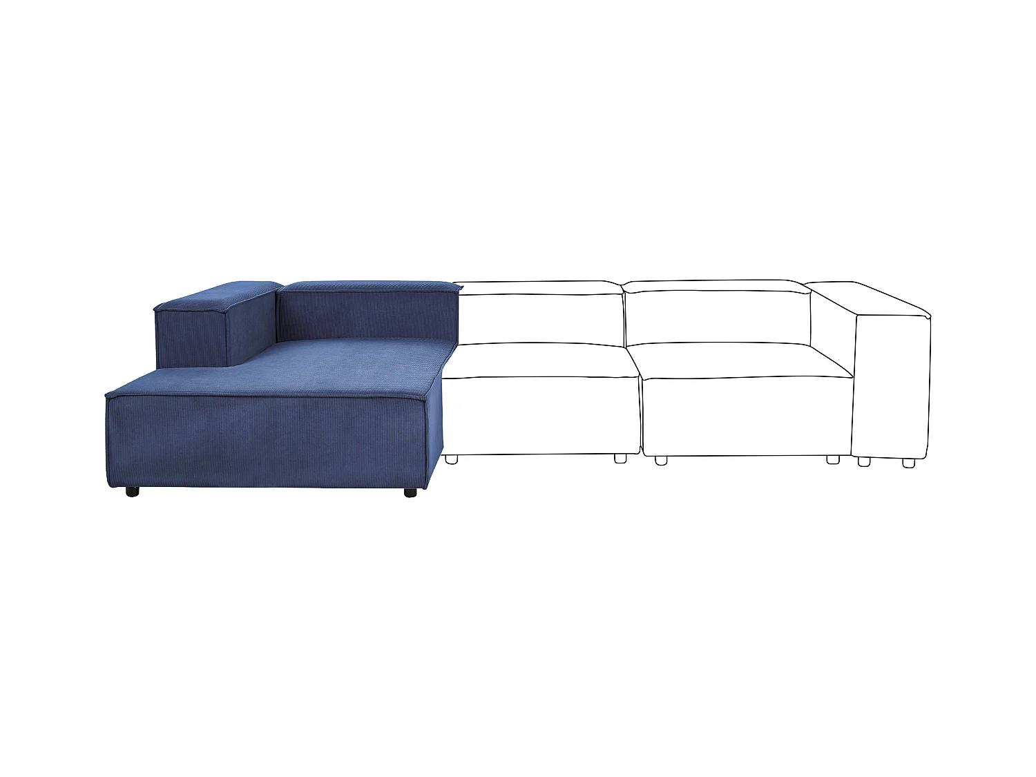Chaise longue APRICA Velours côtelé Bleu foncé