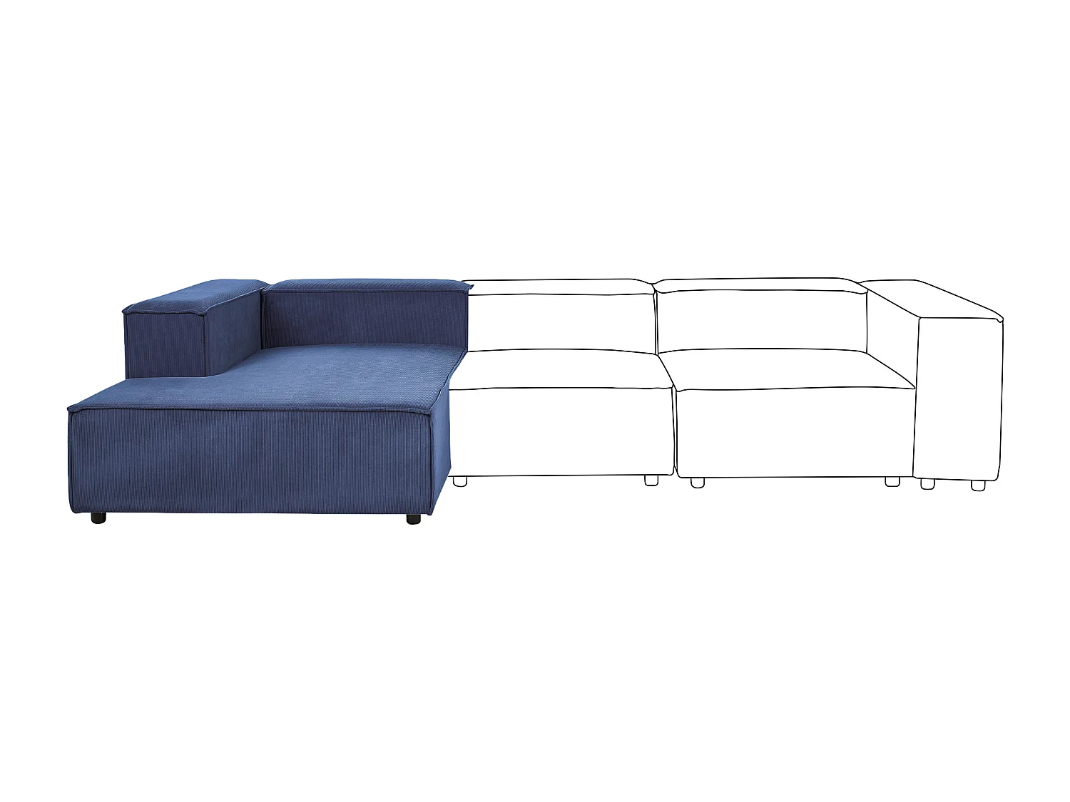 Chaise longue APRICA Velours côtelé Bleu foncé