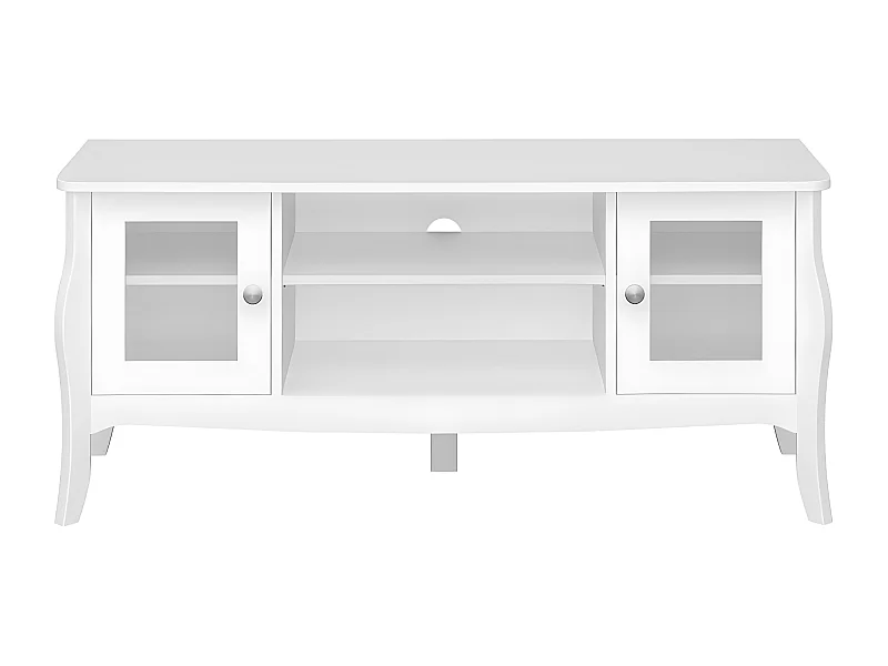 Baroque table TV 2 portes 1 tablette blanc.