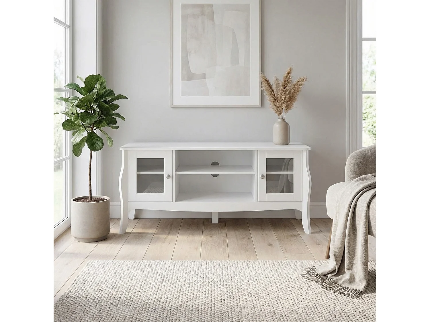 Baroque TV-meubel 2 deuren 1 plank wit.