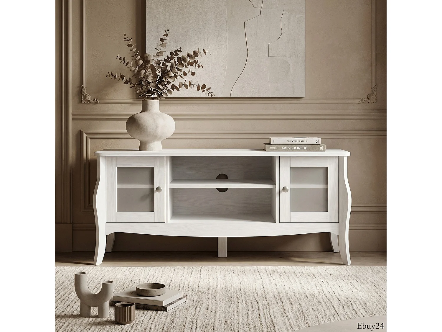 Baroque TV-meubel 2 deuren 1 plank wit.