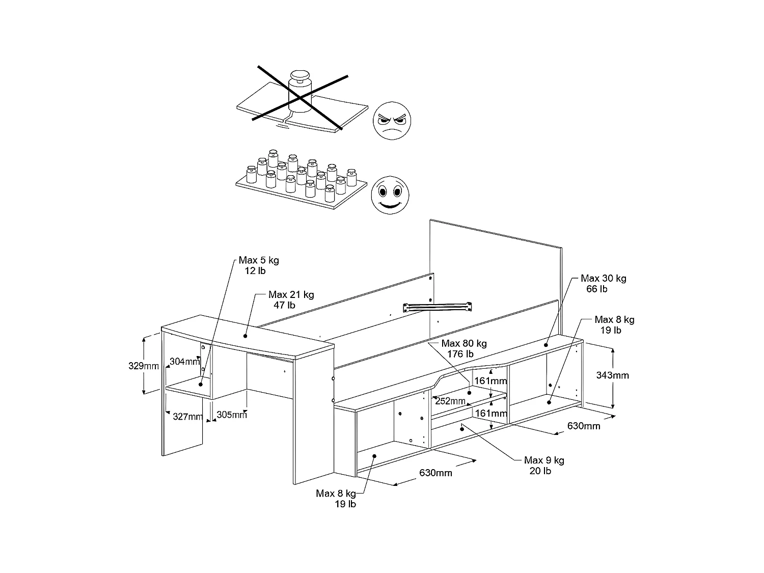 Cama de 90 x 190/200 cm con escritorio y almacenamiento - blanco y natural - JOCHIANE